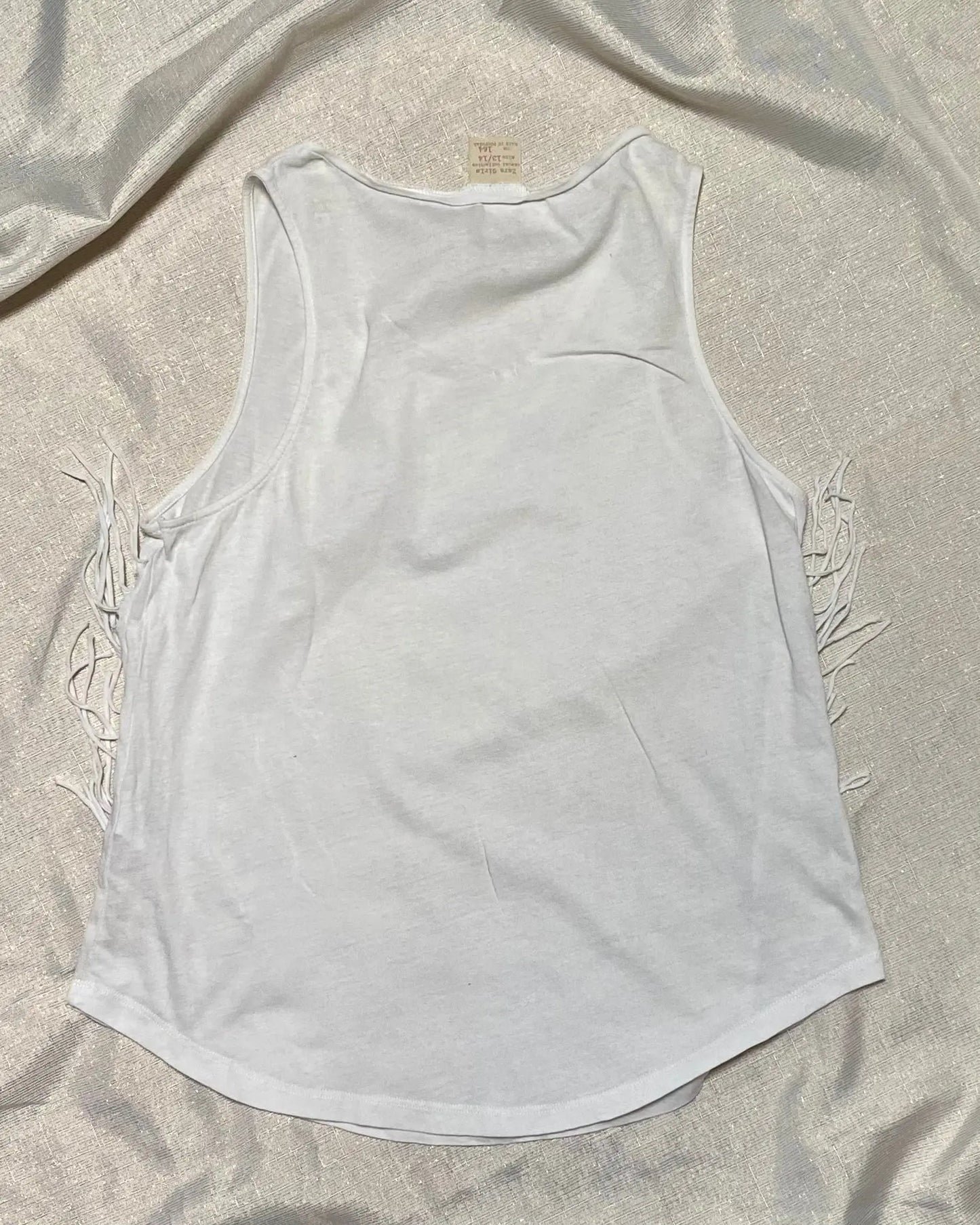 Débardeur Fille Zara Taille 13/14 ans - Large Bretelles Blanches avec Franges Évasées zara