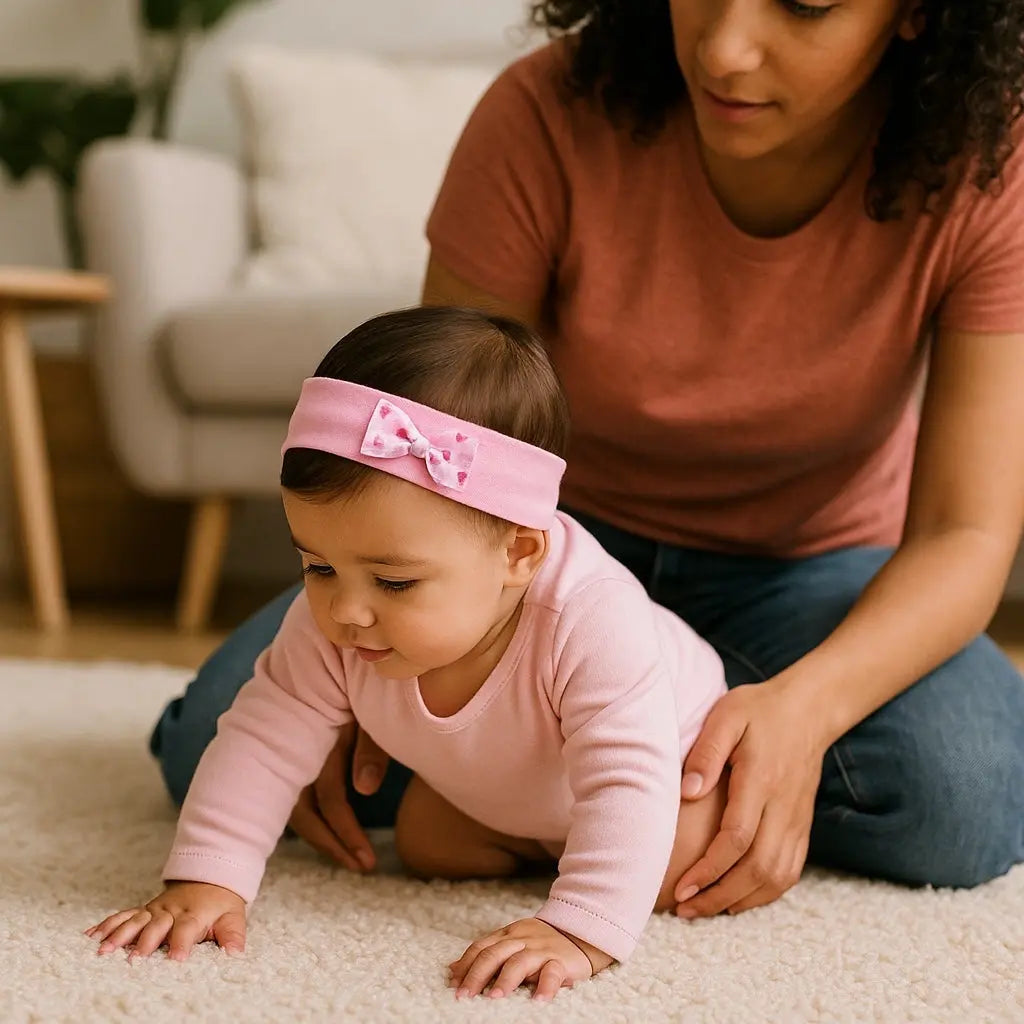 Bandeau Enchanté pour Nouveau-Né : Rose Délicat, Noeud à Pois et Cœur Adorable la petite friperie