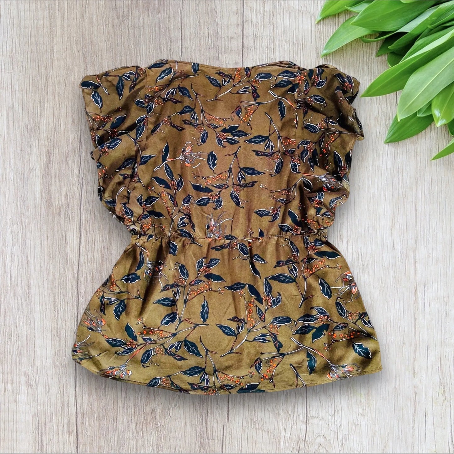 Blouse Femme Fluide à Motif Feuillage - Taille 46 la petite friperie