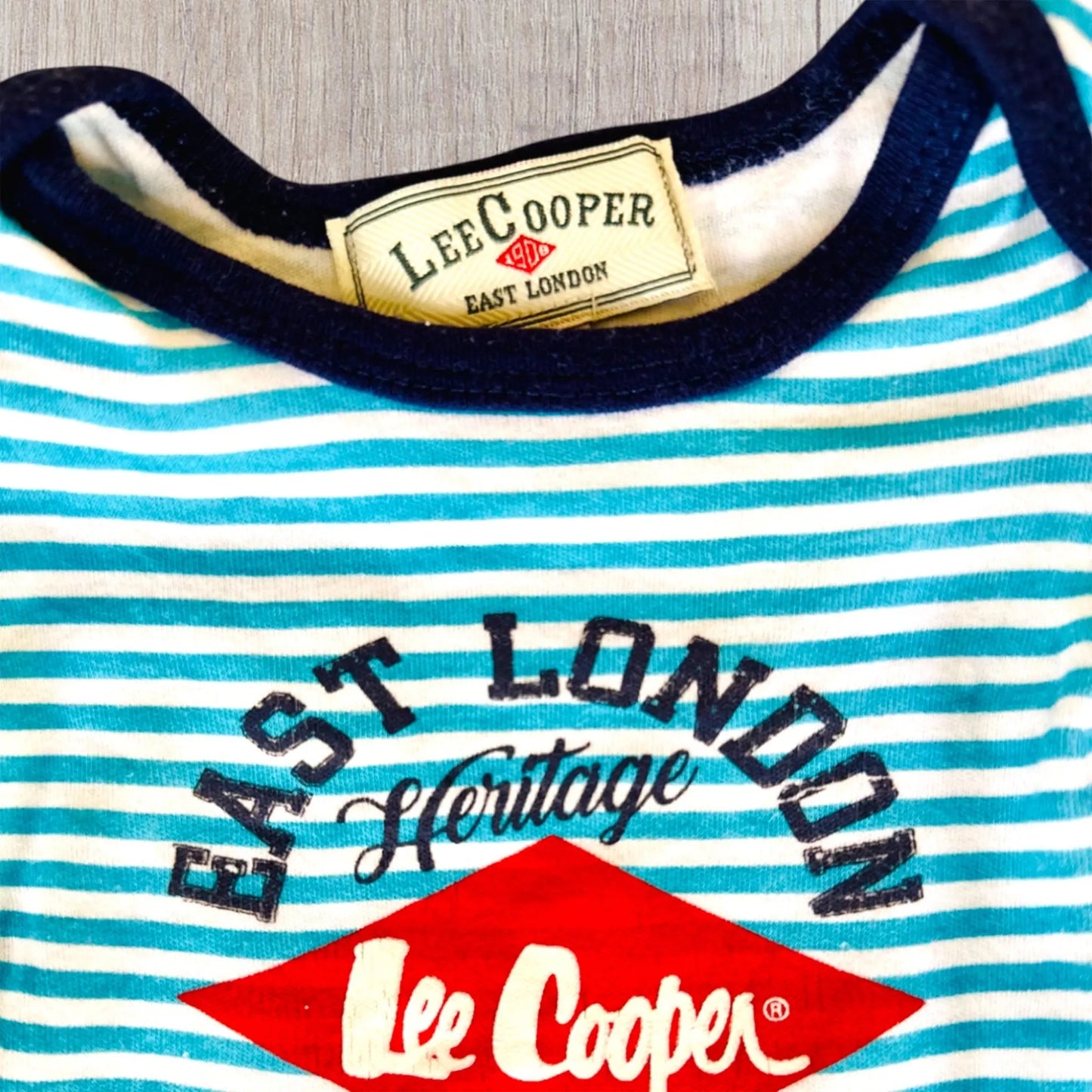 Body bébé garçon manches longues Lee Cooper, taille 3 mois - Blanc et bleu à rayures Lee Cooper