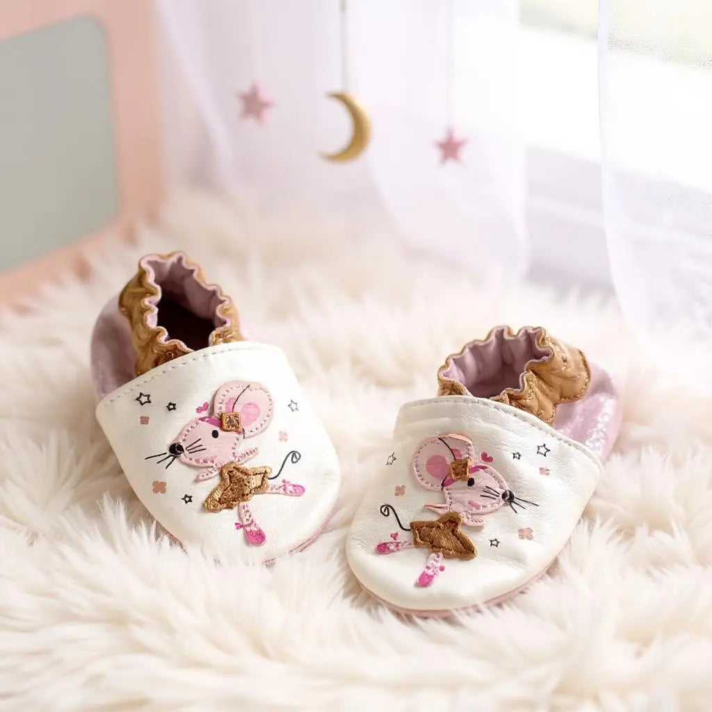 Chaussons bébé fille Robeez – Neufs avec boîte – Motif souris ballerine – Taille 0-6 mois robeez