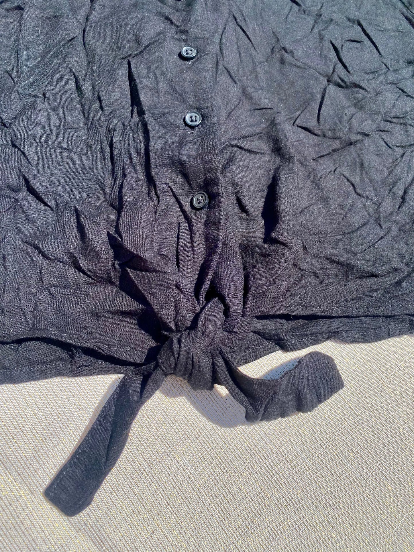 Chemise Crop Top à Nouer Noire - H&M - Taille 34 H&M