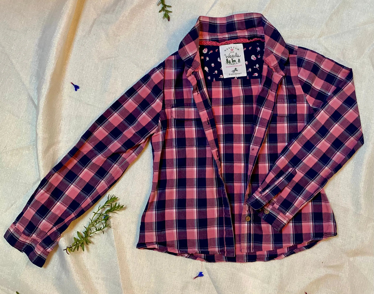 Chemise à Carreaux Bleu Marine et Rose fille 8 ans -128 cm C&A