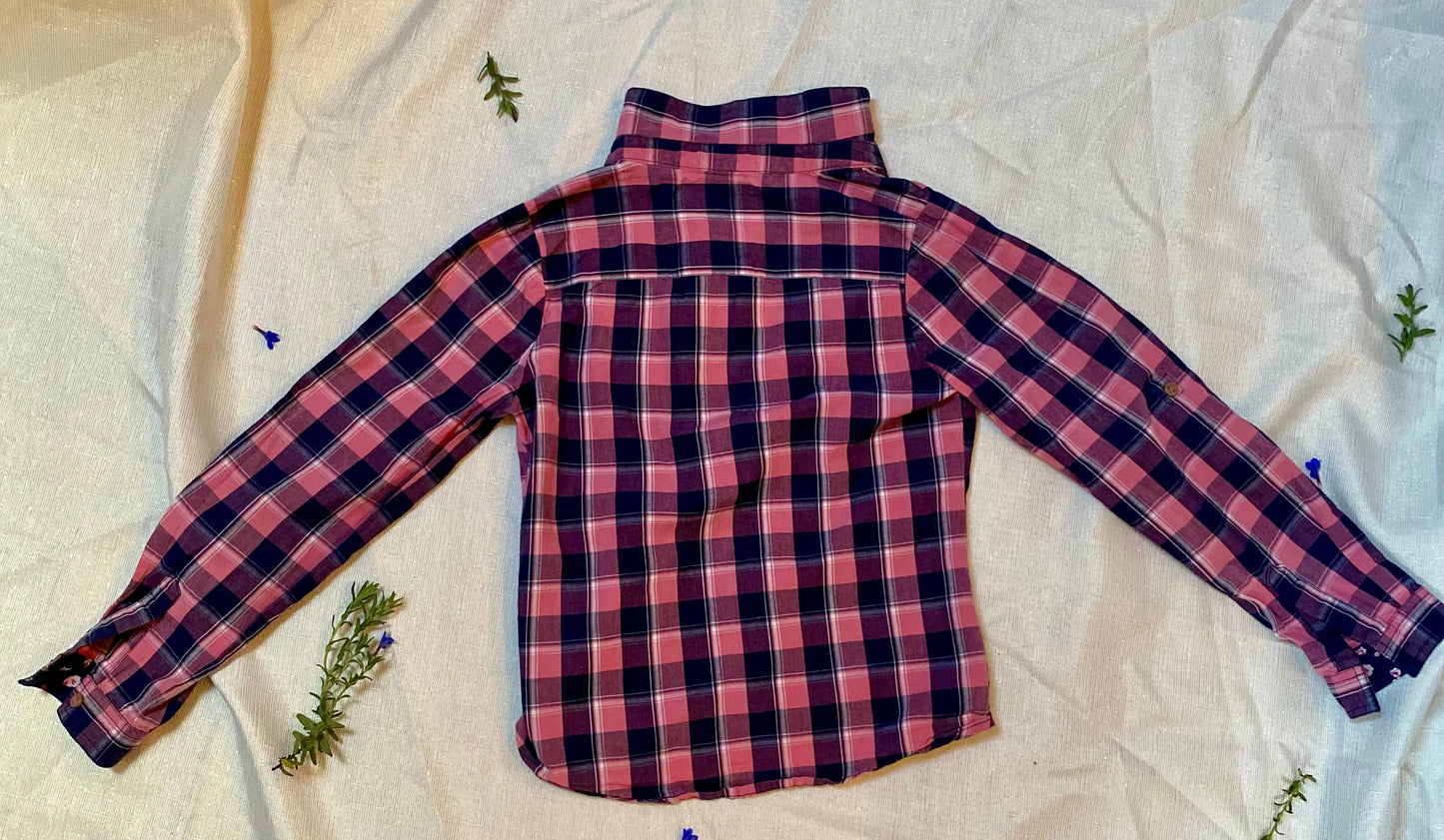 Chemise à Carreaux Bleu Marine et Rose fille 8 ans -128 cm C&A