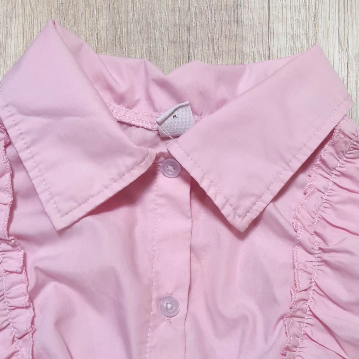 Chemise crop top fille Shein 7 ans rose avec volants et nœud – Très bon état