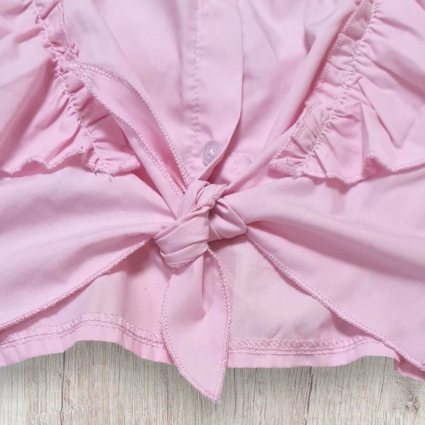 Chemise crop top fille Shein 7 ans rose avec volants et nœud – Très bon état
