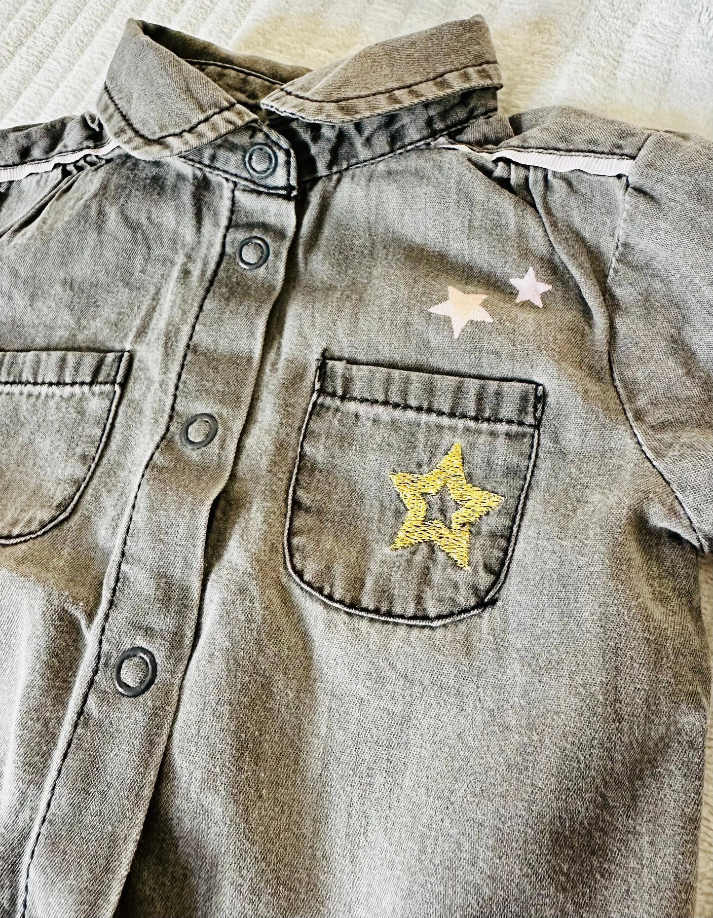 Chemise en jean grise - Bébé fille - Taille 3 mois - Bébé 9 bébé 9