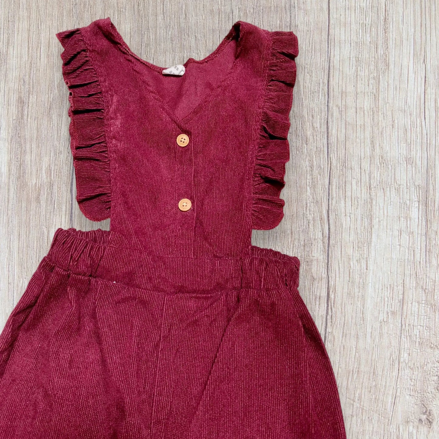 Combinaison Velours Bordeaux sans Manches avec Bretelles Volants - Fille 6 ans, Shein shein