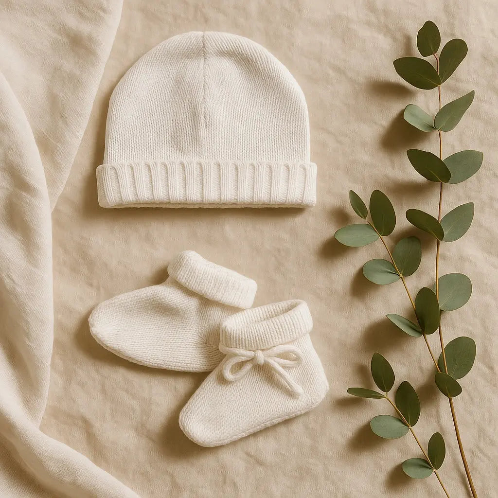 Ensemble Douceur pour Bébé :Lot de Chaussettes et Bonnet en Maille Fine pour Nouveau-Né la petite friperie