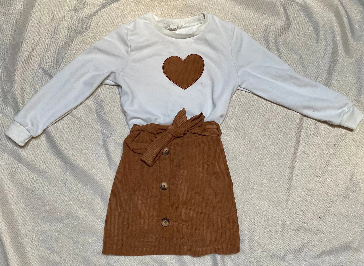 Ensemble Sweat et Jupe Patchwork Cœur - Fille 7 ans shein