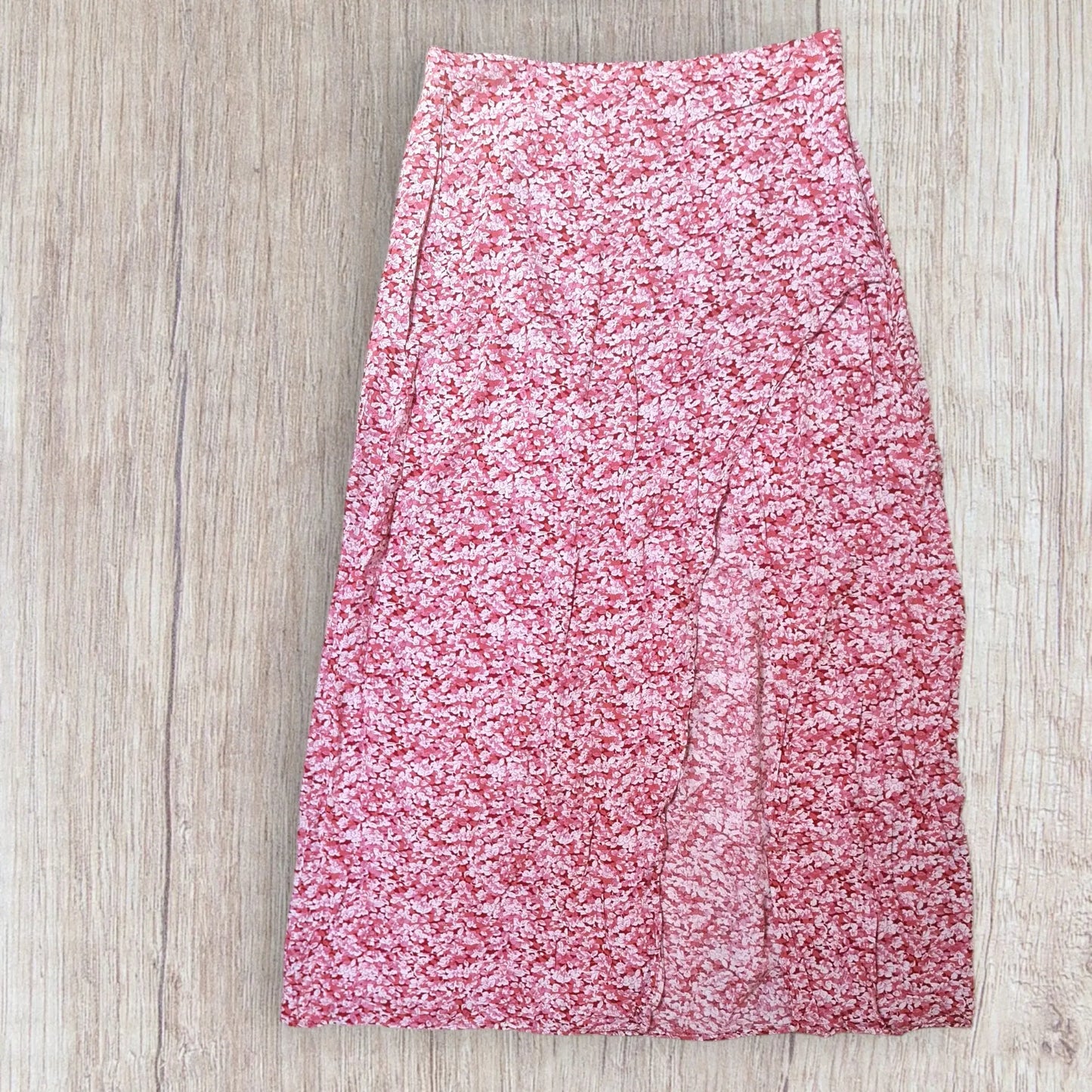 Ensemble femme fleuri rose fuchsia blanc taille L – crop top et jupe longue – bon état
