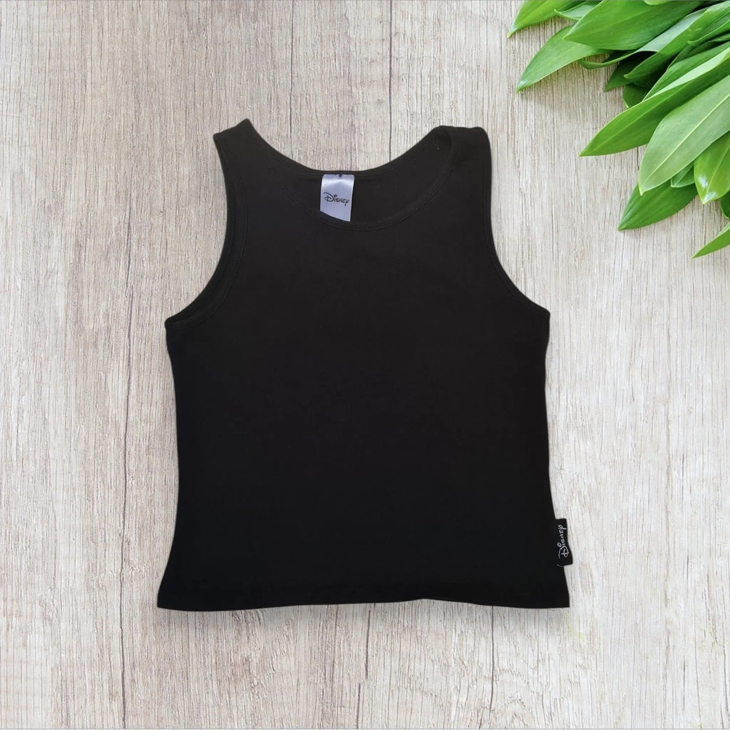 Ensemble fille Disney Mickey 7-8 ans – C&A – Sweat crop top blanc + marcel noir – Très bon état