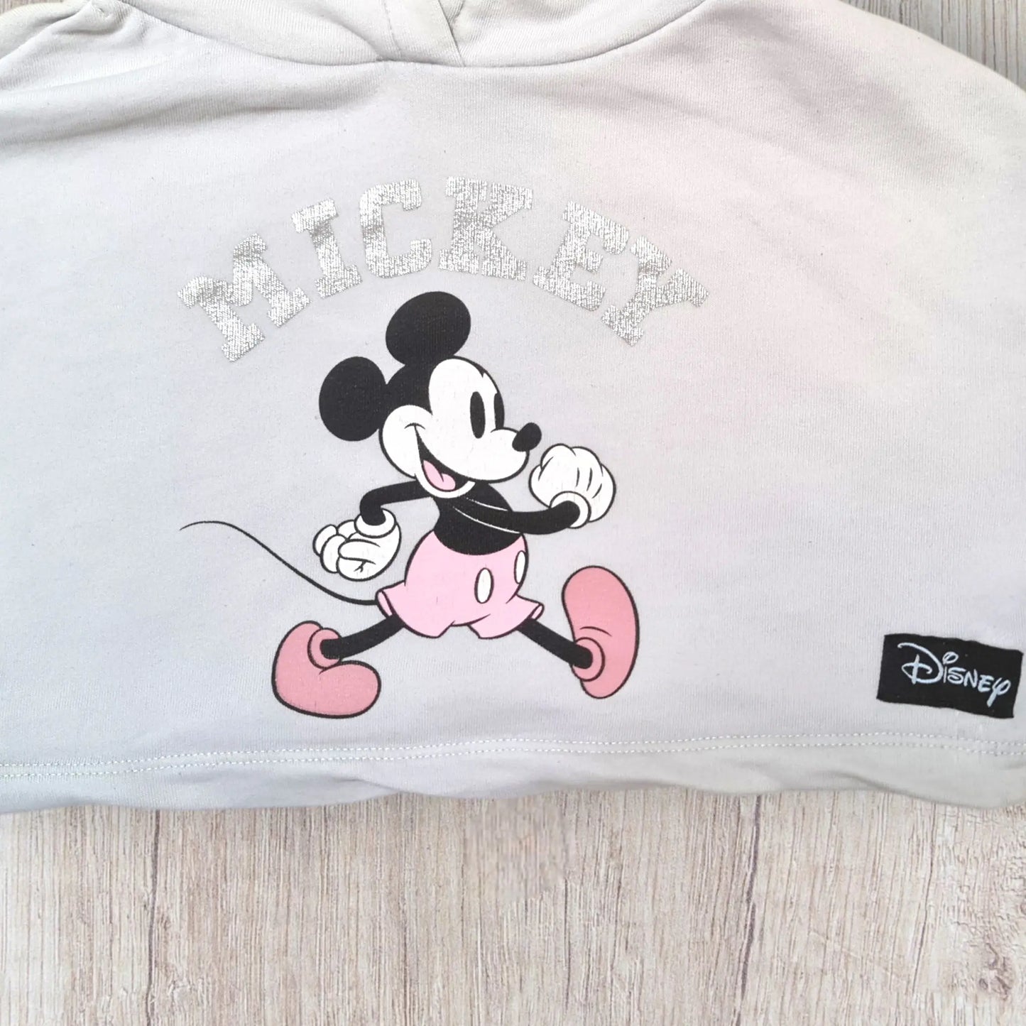 Ensemble fille Disney Mickey 7-8 ans – C&A – Sweat crop top blanc + marcel noir – Très bon état