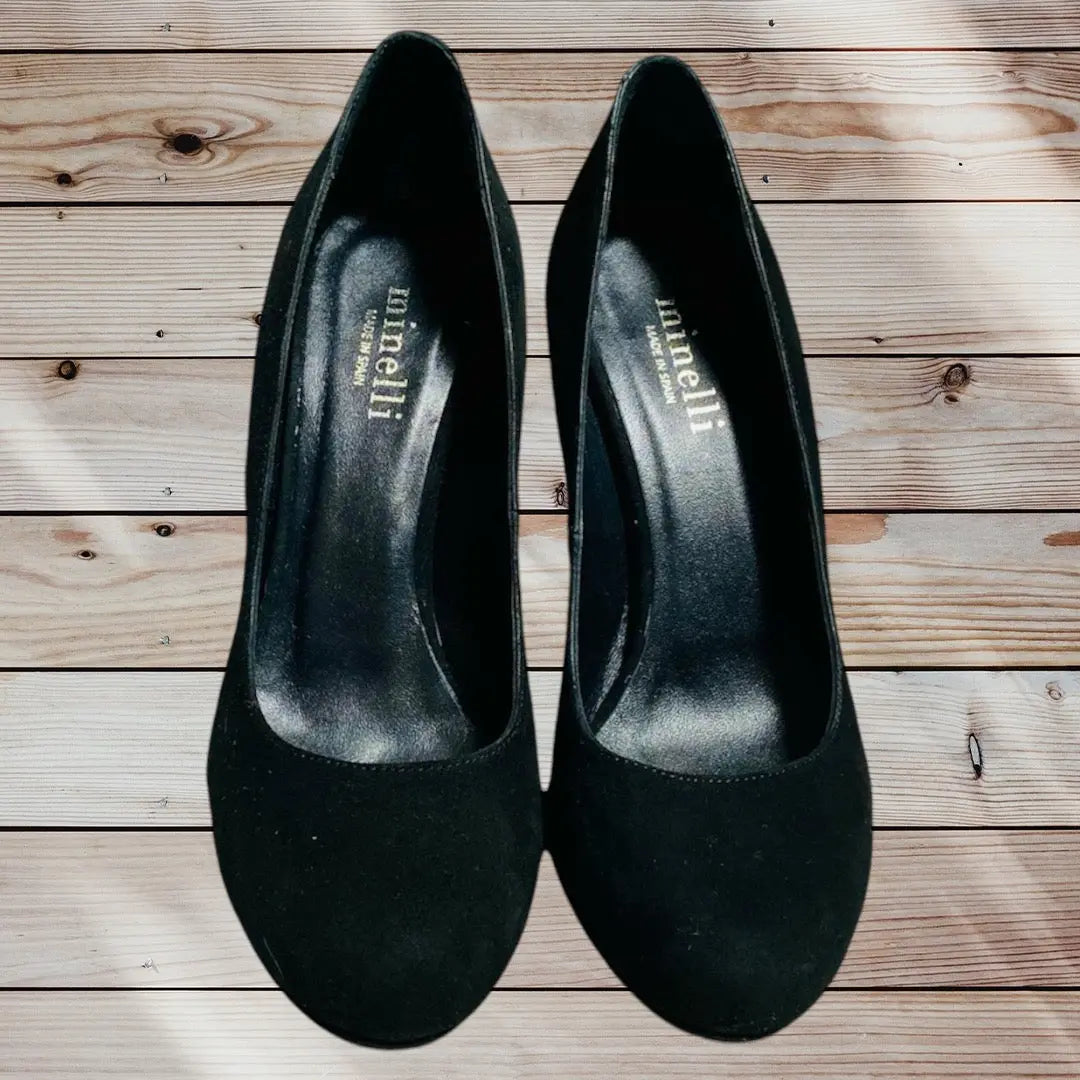 Escarpins Daim Noir Minelli Pointure 36 - Élégance avec Talon Fin et Détail Doré Minelli