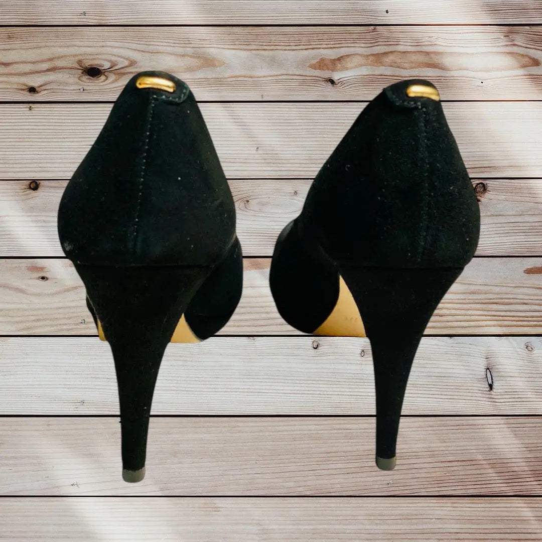 Escarpins Daim Noir Minelli Pointure 36 - Élégance avec Talon Fin et Détail Doré Minelli