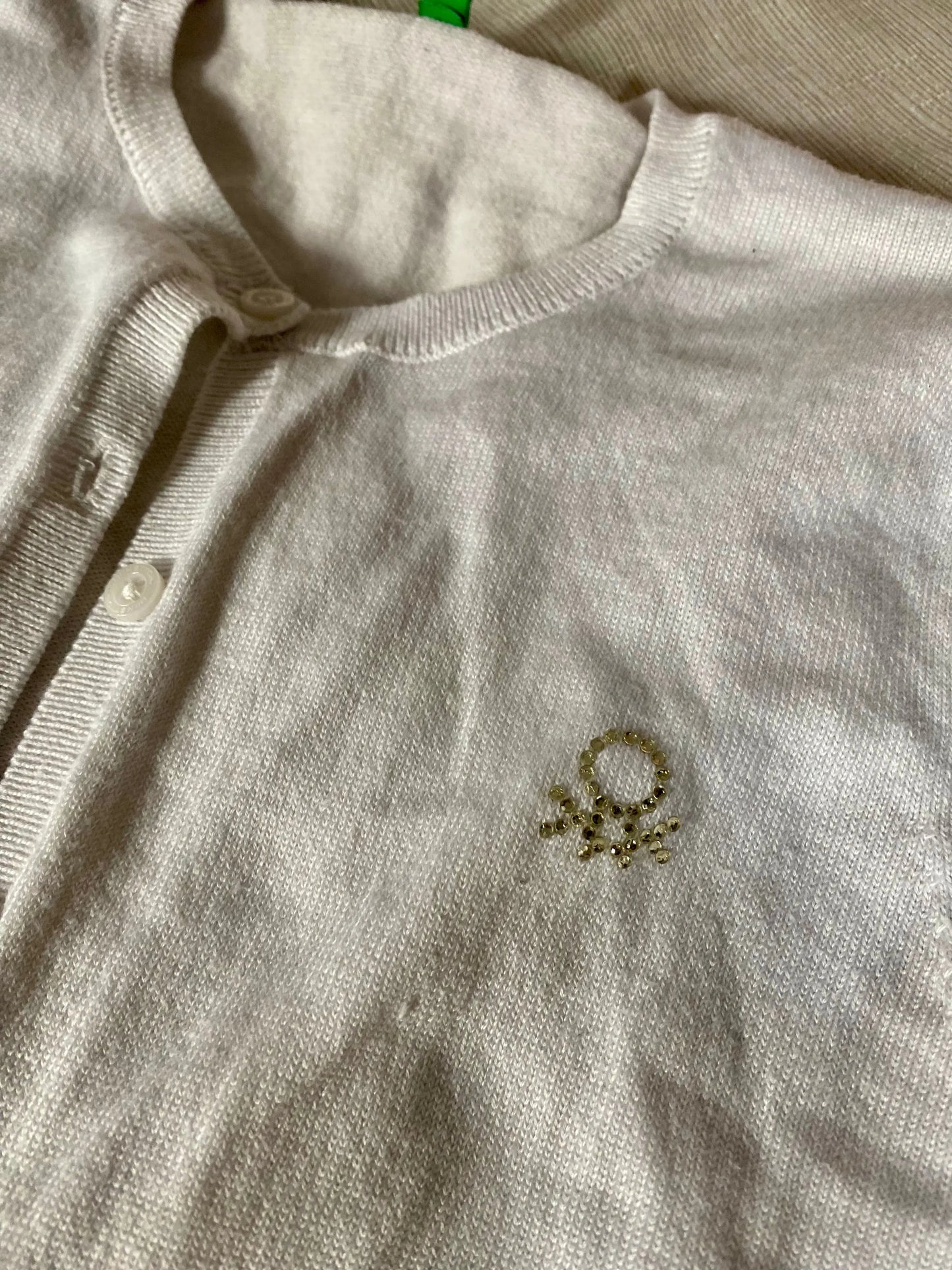 Gilet Blanc à Logo Strass Argenté Fille 12 ans - Benetton Benetton