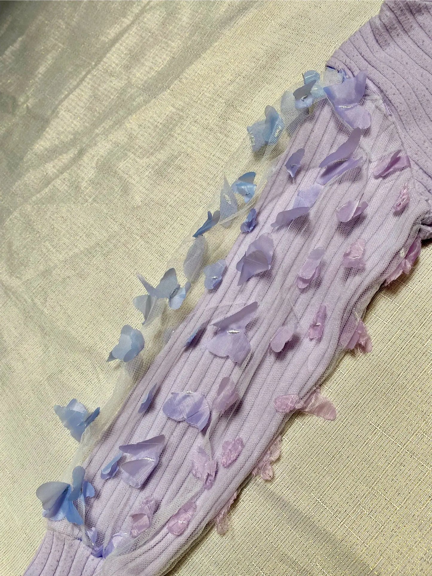 Haut Violet Rainuré avec Manches Bouffantes et Papillons en Relief - Fille 7 ans, Shein shein