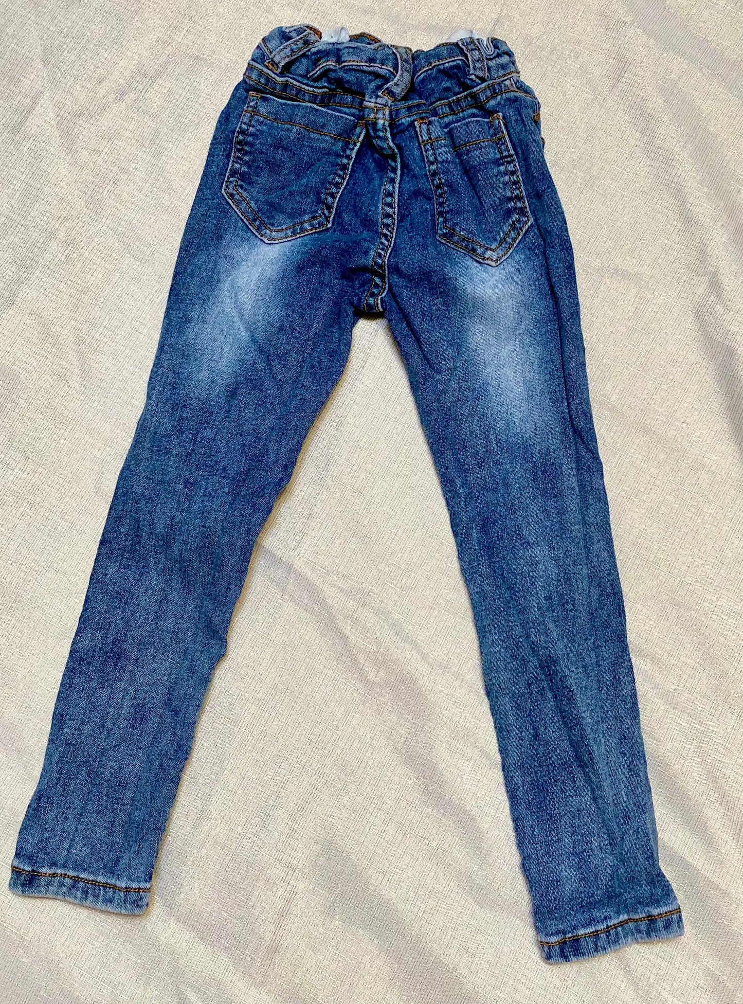 Jean Garçon Délavé avec Déchirures aux Genoux - Taille 4 ans, Style Slim shein