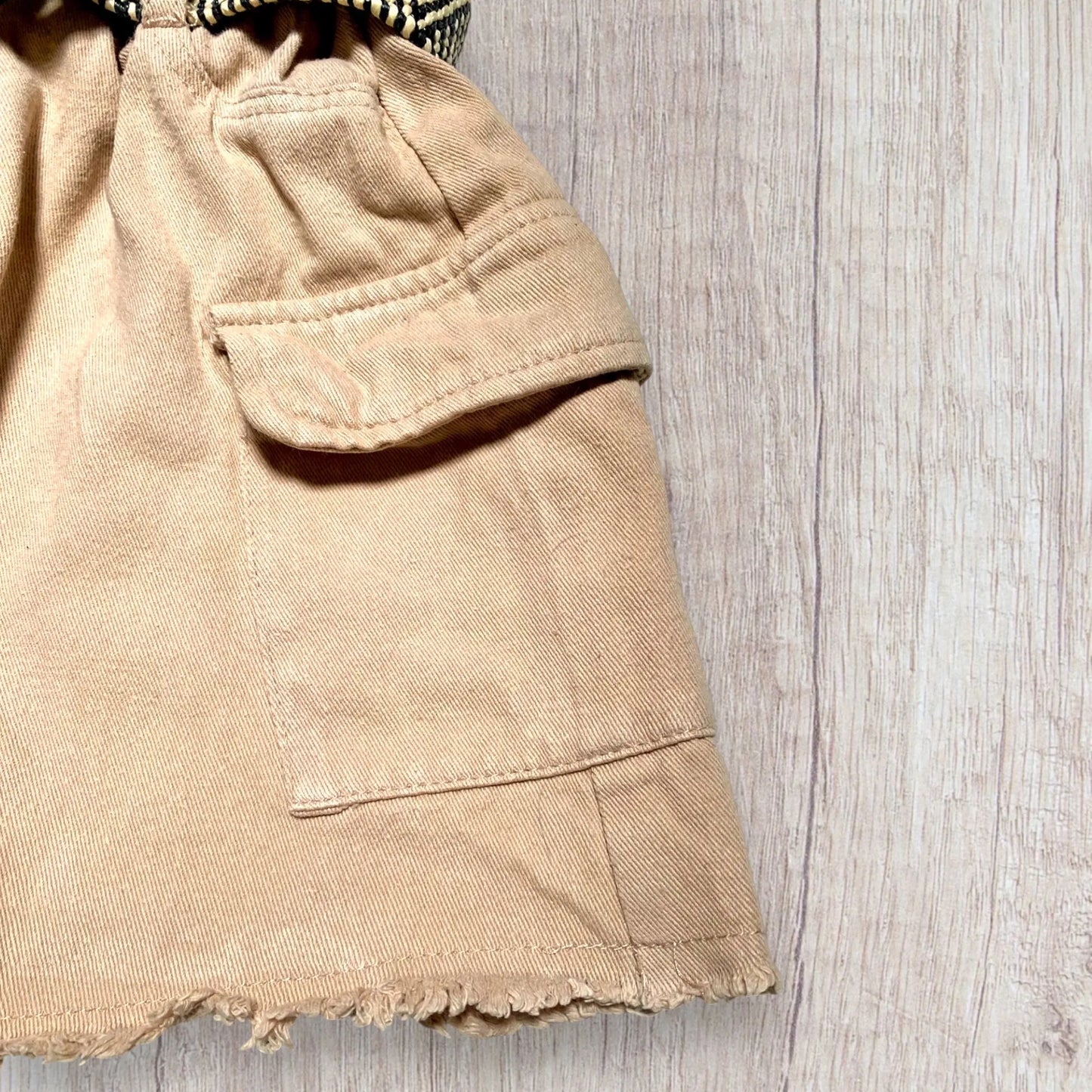 Jupe Cargo en Jean Beige avec Ceinture en Paille - Fille 6 ans, Shein shein