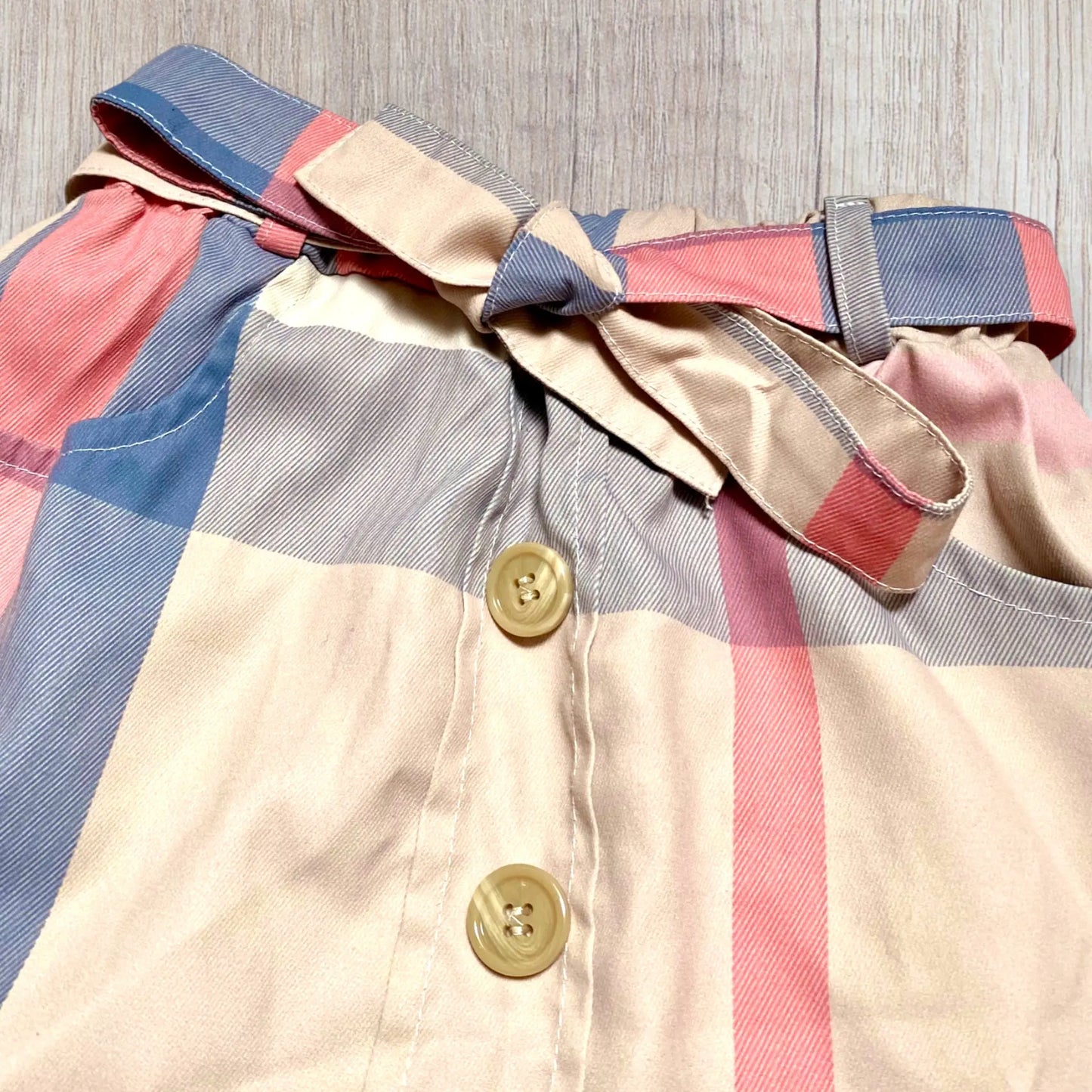 Jupe Carreaux Beige avec Ceinture Nouée - Fille 6 ans, Shein shein
