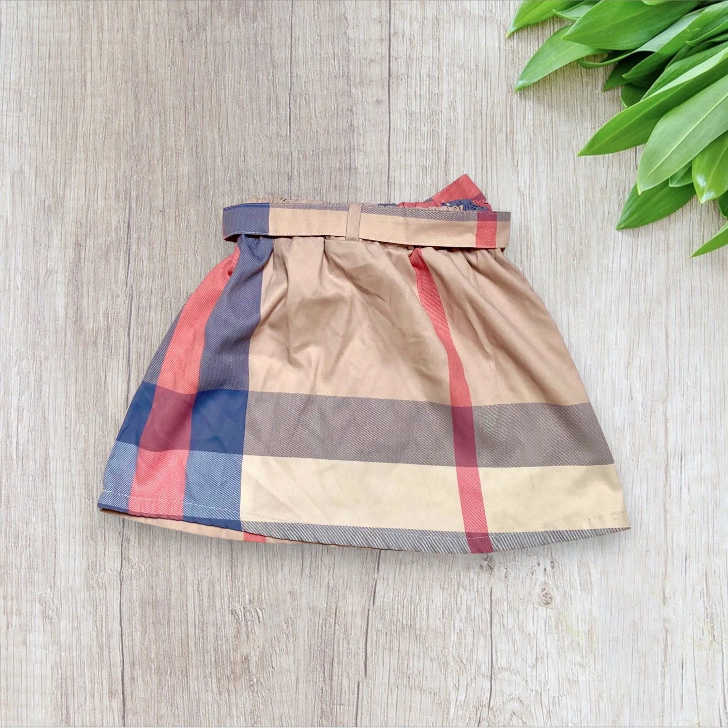 Jupe Carreaux Beige avec Ceinture Nouée - Fille 6 ans, Shein shein