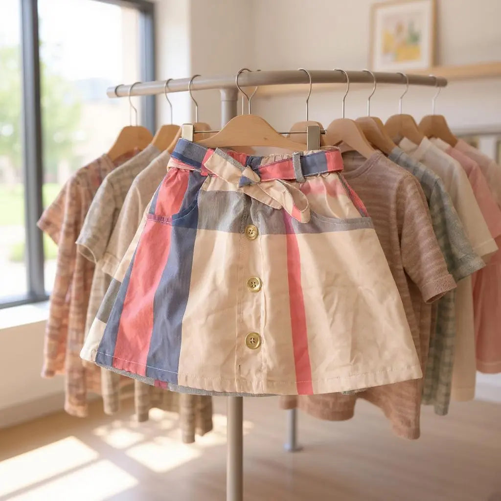 Jupe Carreaux Beige avec Ceinture Nouée - Fille 6 ans, Shein shein
