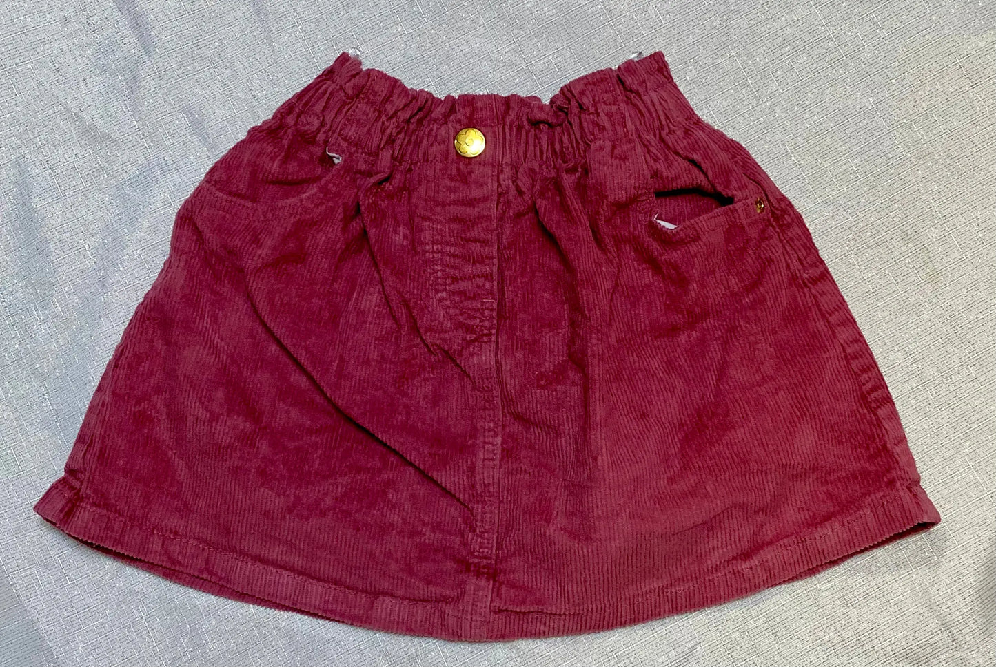 Jupe Velours Rainuré avec Bouton Fleur Doré - Fille 6 ans, C&A C&A