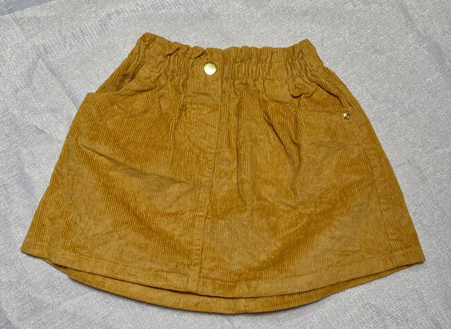 Jupe Velours Rainuré avec Bouton Fleur Doré - Fille 6 ans, C&A C&A