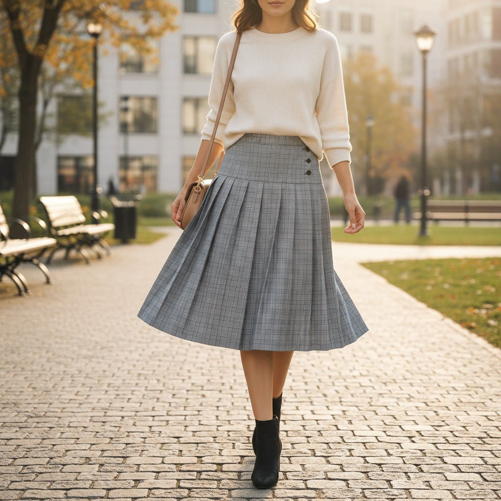 Jupe femme plissée Made in France 44 blanche et noire – mi-longue la petite friperie