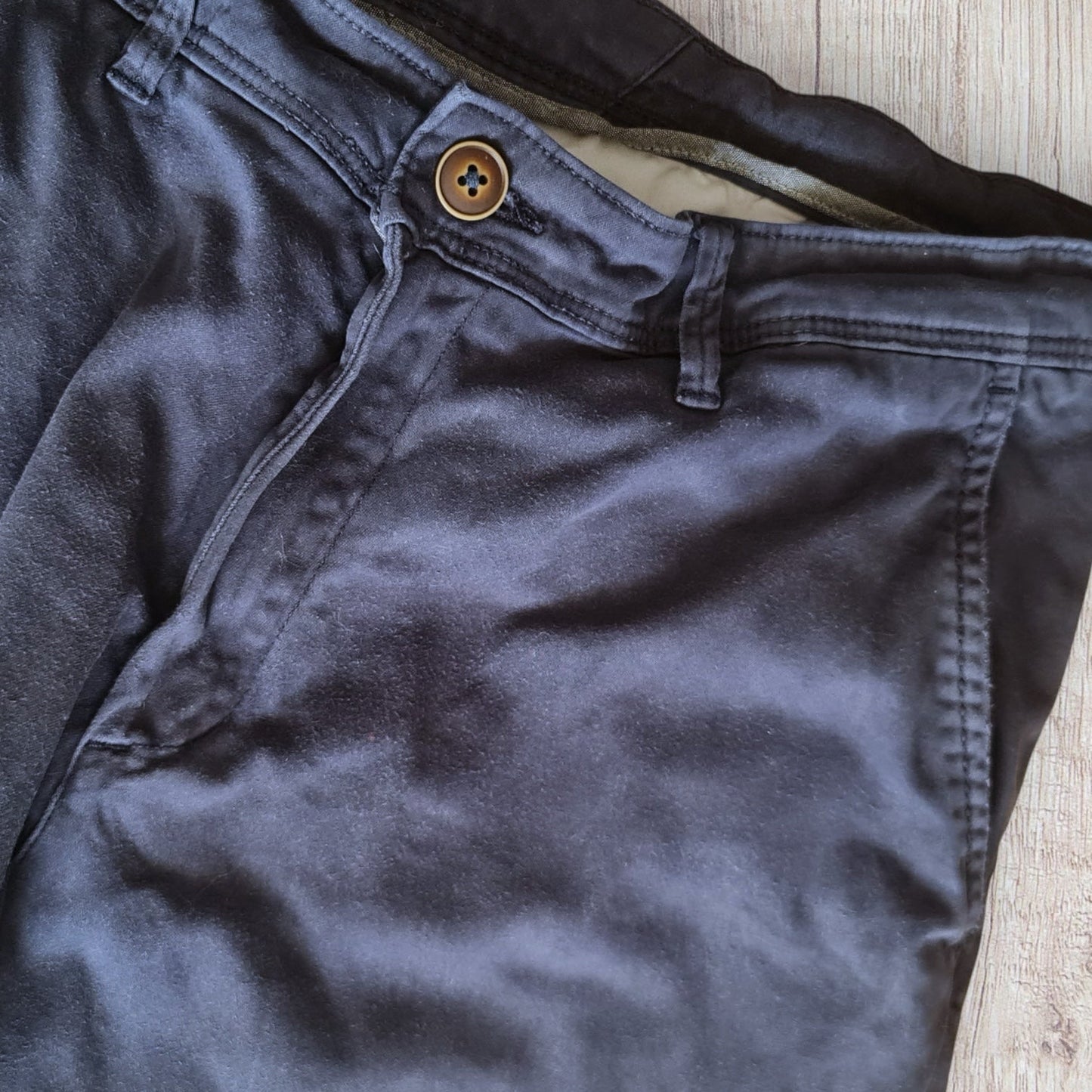 Pantalon chino homme Jack & Jones bleu foncé, coupe slim fit taille basse, taille FR 42-44, bon état
