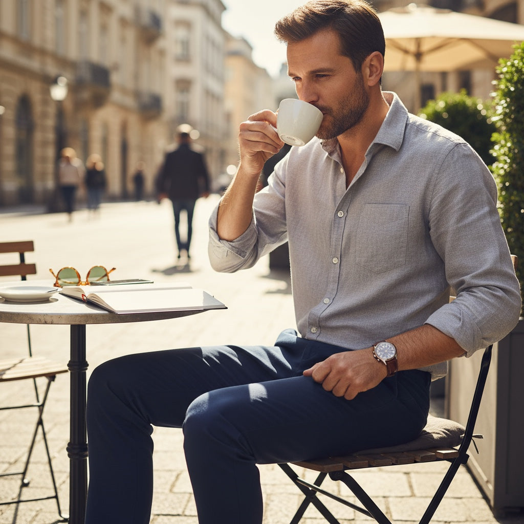 Pantalon chino homme Jack & Jones bleu foncé, coupe slim fit taille basse, taille FR 42-44, bon état