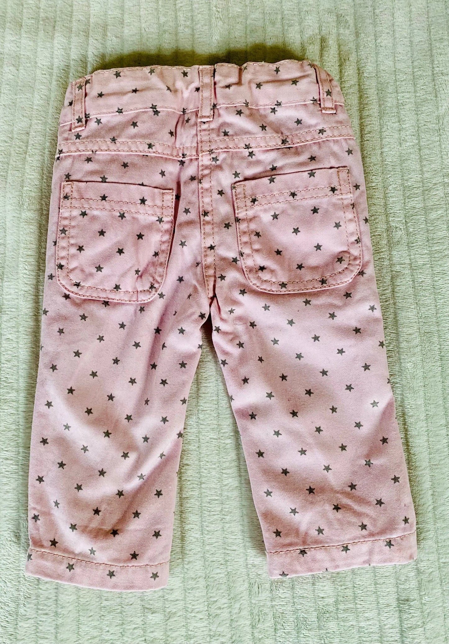 Pantalon en Jean Rose à Motifs Étoiles Grises - Bébé Fille Taille 3 Mois - Districenter districenter