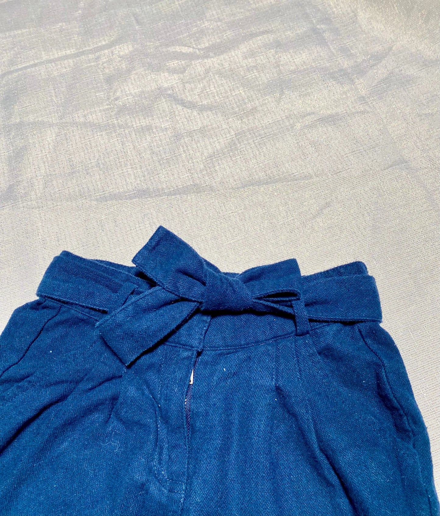 Pantalon en Toile Bleu Marine avec Ceinture Nœud - 7 ans, Tape à l'Œil tape à l'oeil
