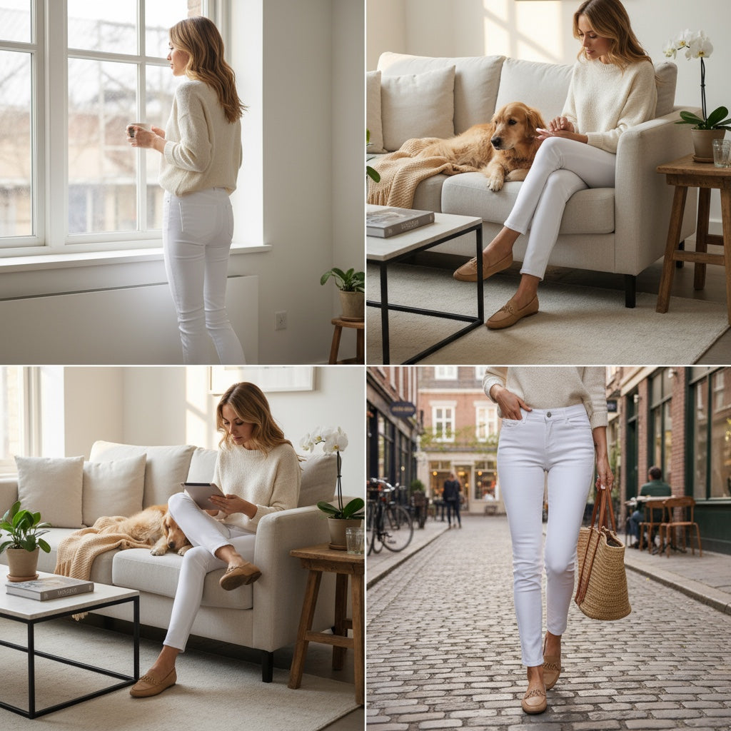 Pantalon femme Miss Anna–Taille 40–Blanc miss Anna