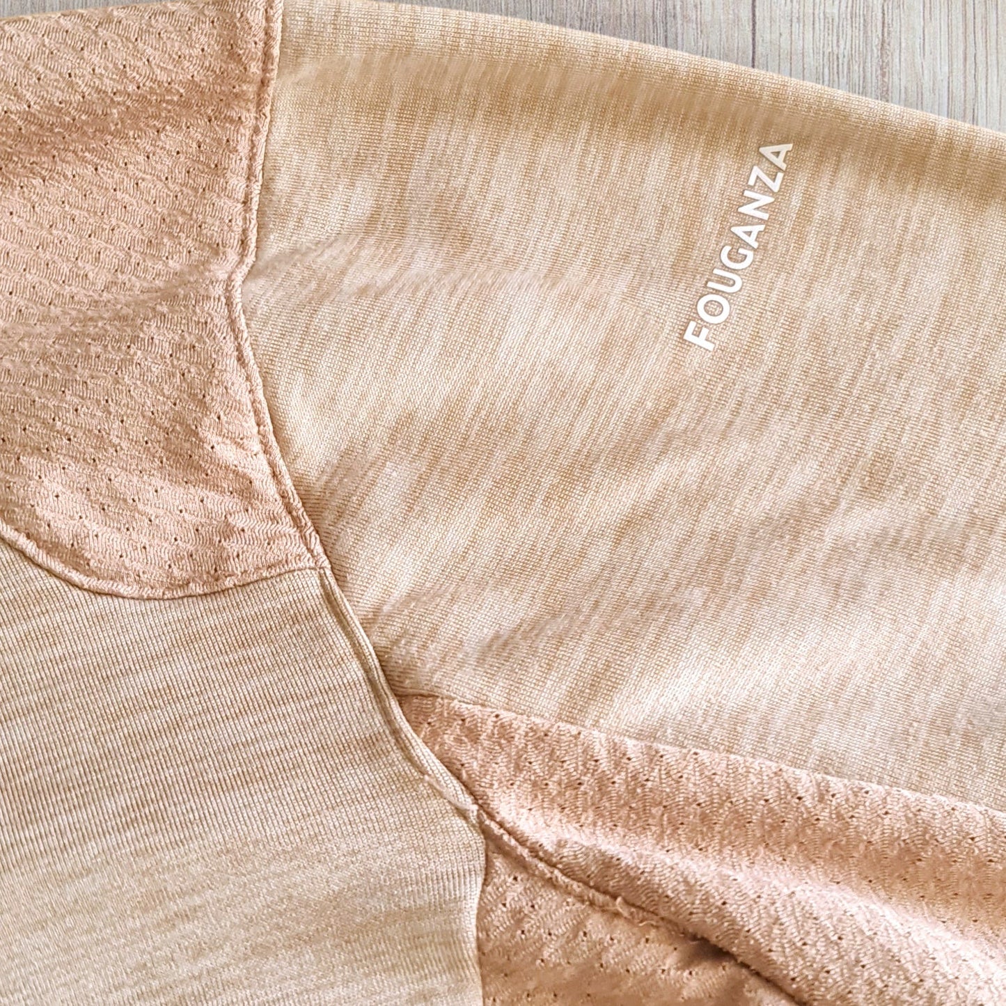 Polo d’équitation manches longues Femme 500 FOUGANZA – Rose pastel, taille 42, très bon état, manches avec trou pour le pouce