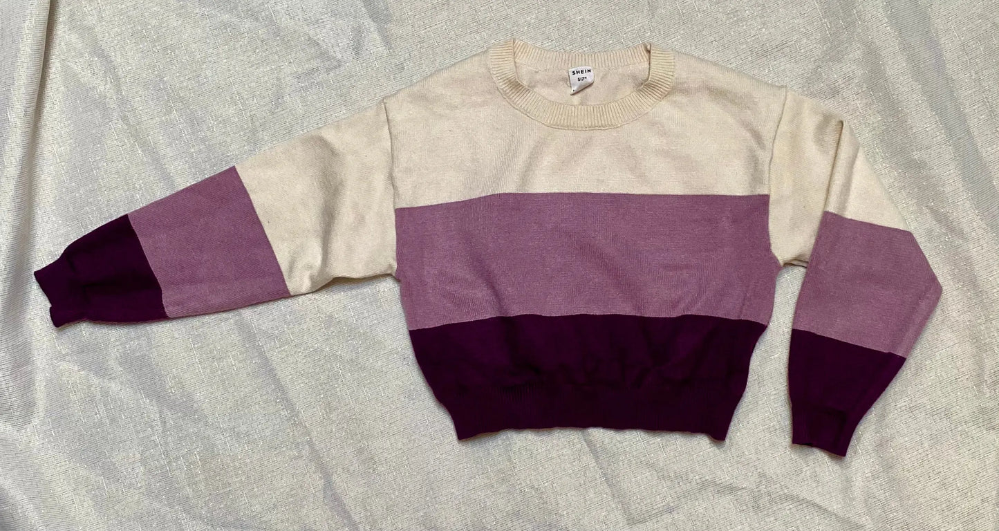 Pull Crop Top Tricolore - Fille 6 ans, Shein shein
