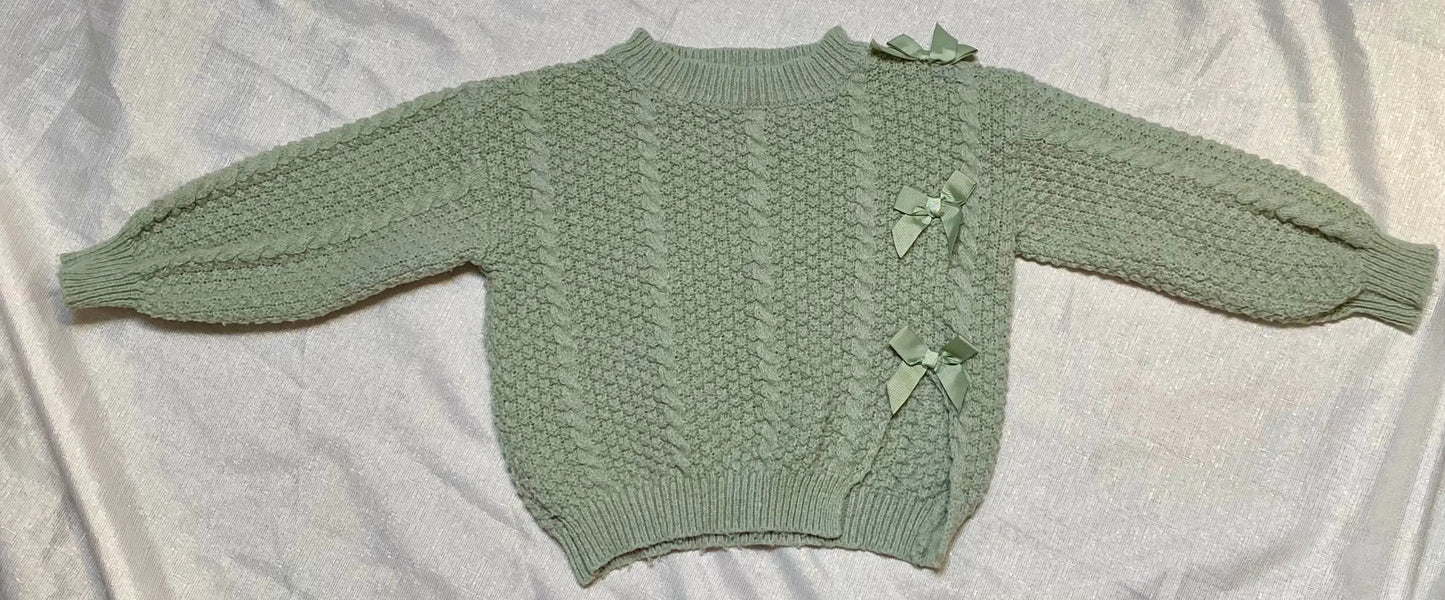 Pull Tricot Vert avec Nœuds Décoratifs - Fille 7 ans, Shein shein