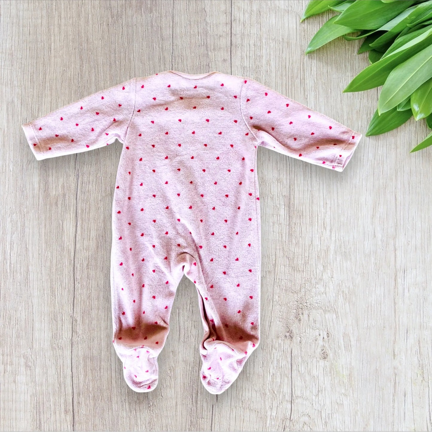 Pyjama Bébé Fille 56 cm - Rose Pale avec Coeurs Fuchsia et souris - In Extenso Auchan