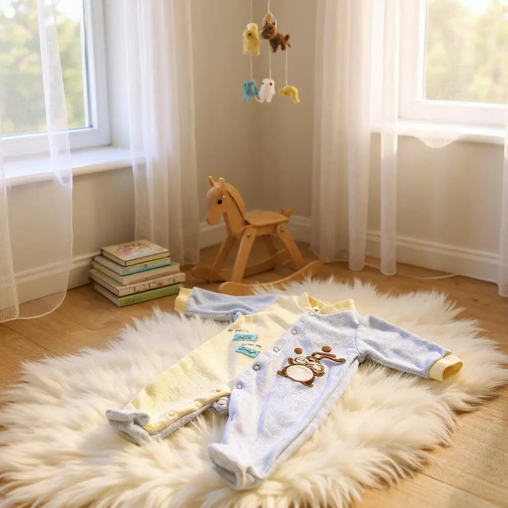 Pyjama Bébé Garçon 1 Pièce - Bleu Ciel et Blanc Crème avec Lapin - 3 Mois - Trois Kilo Sept trois kilo sept
