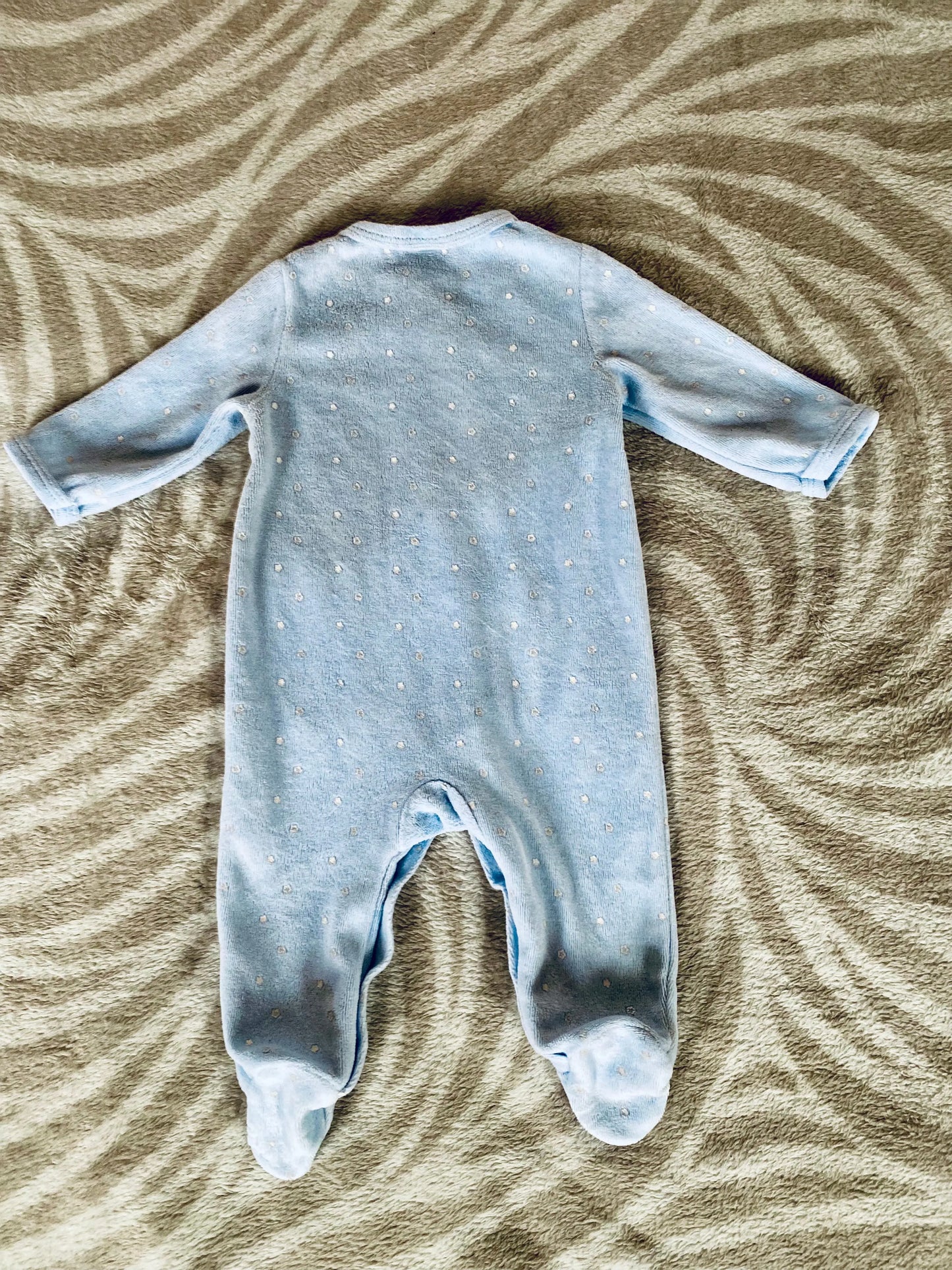 Pyjama Bébé Garçon en Polaire Bleu Clair à Étoiles Blanches - 3 Mois - Boite à Malice districenter