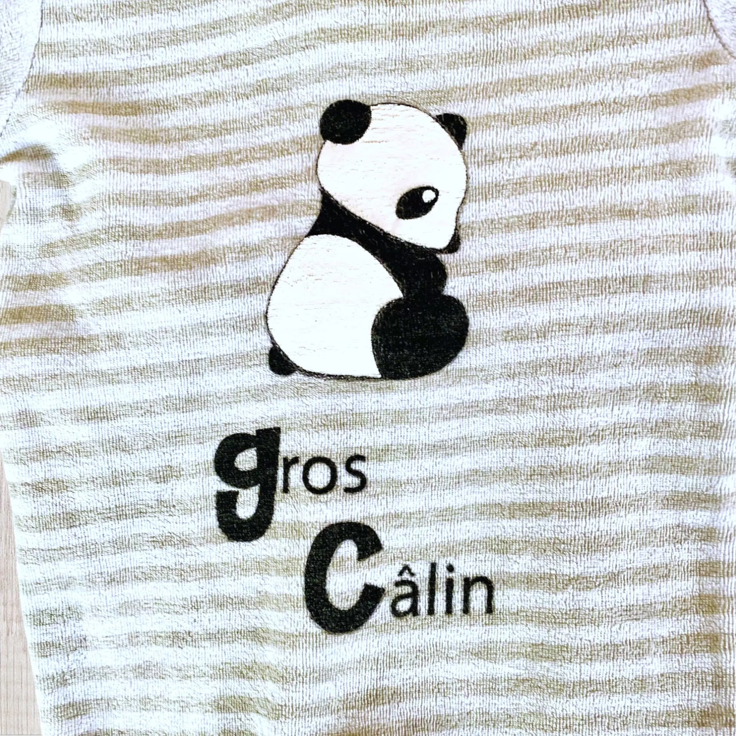 Pyjama Bébé Mixte en Polaire - Blanc à Rayures Grises avec Panda - 3 Mois - Manon et Valentin Manon & valentin