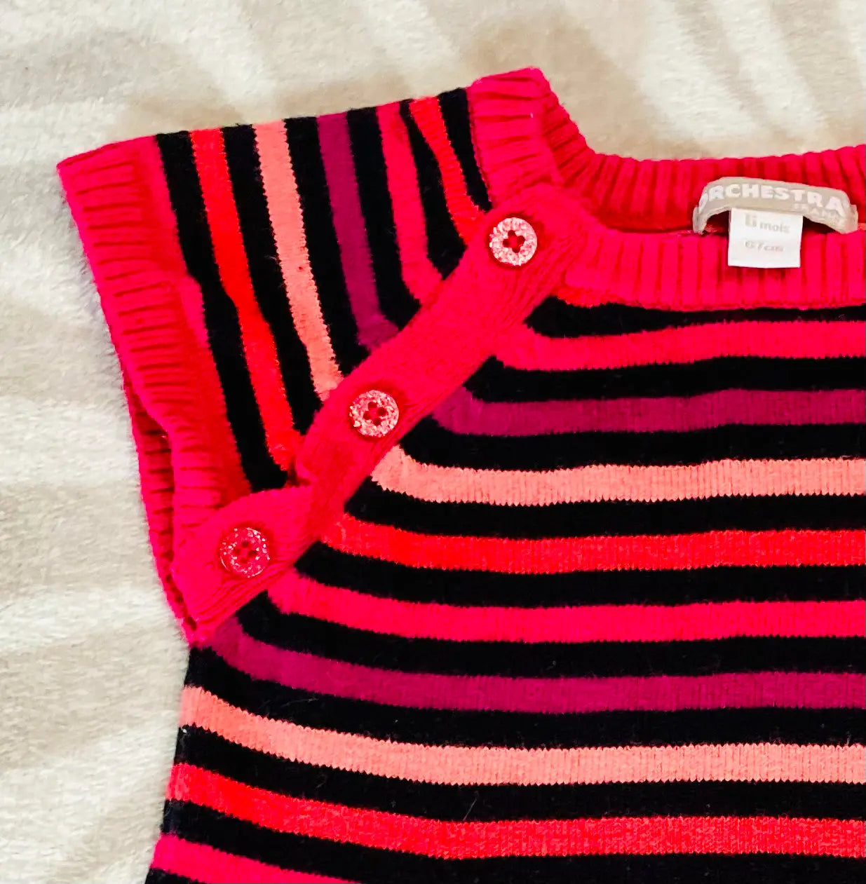 Robe Pull Bébé Fille 6 Mois à Rayures Colorées - Orchestra orchestra