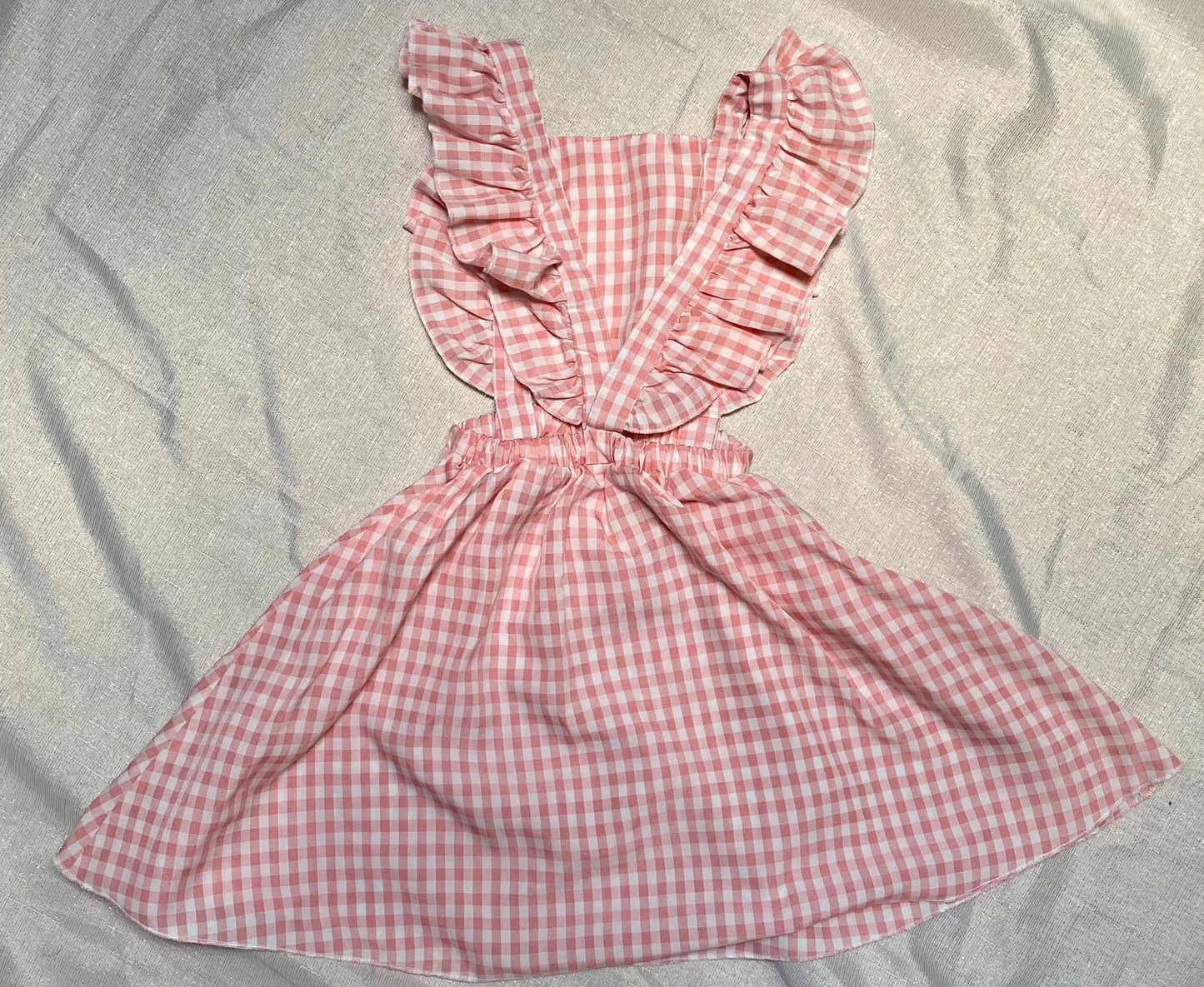 Robe Vichy Rose et Blanche à Découpes et Bretelles Volantées - Fille 6 ans, Shein shein