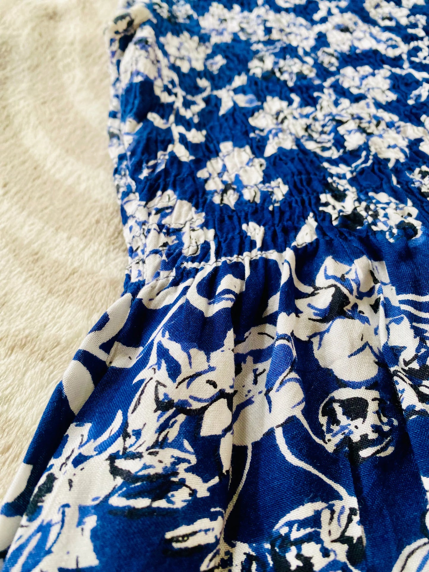 Robe Zamba Bleu Marine à Motifs Fleuris Blancs Taille 44 zamba