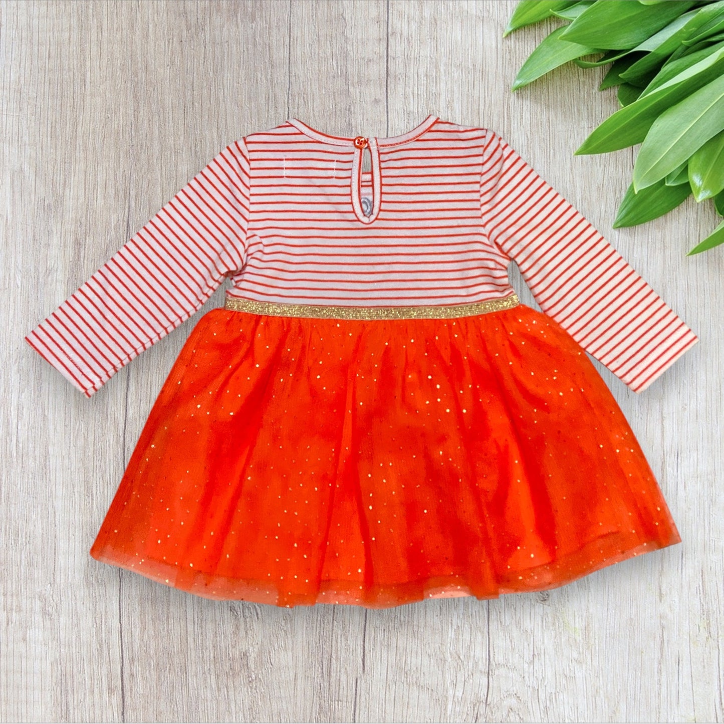 Robe bébé Primark 3-6 mois citrouille Halloween orange pailletée
