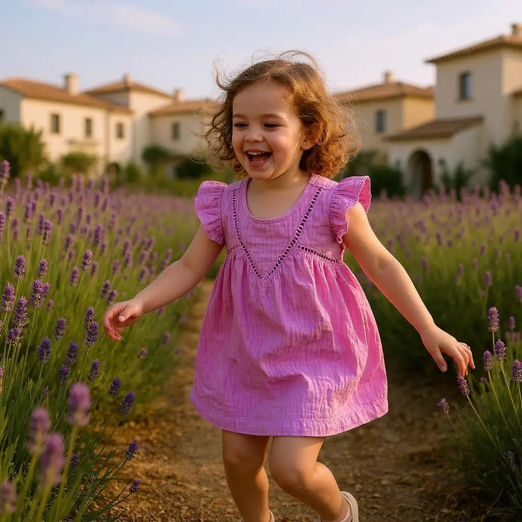Robe bébé fille 18 mois gaze de coton rose mauve Tape à l’œil