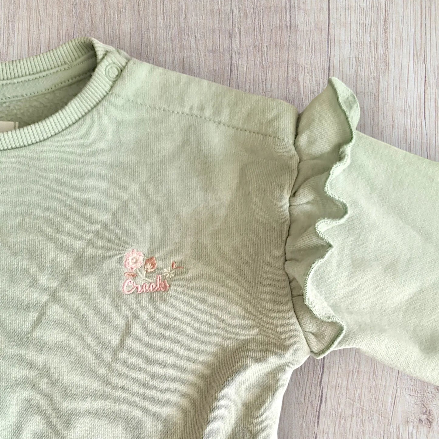 Robe bébé fille Creeks 18 mois sweat vert pastel et jupe fleurie