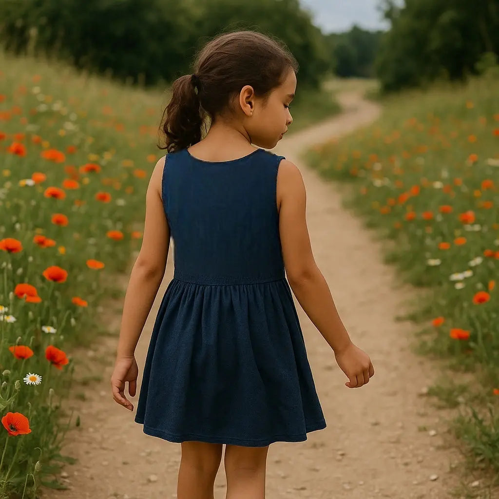 Robe fille 5 ans kiabi – bleu marine brodée sans manches kiabi