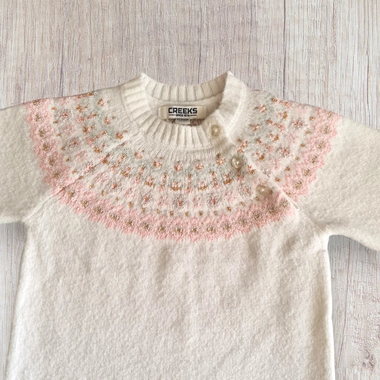 Robe pull bébé fille Creeks 12 mois blanche motifs roses