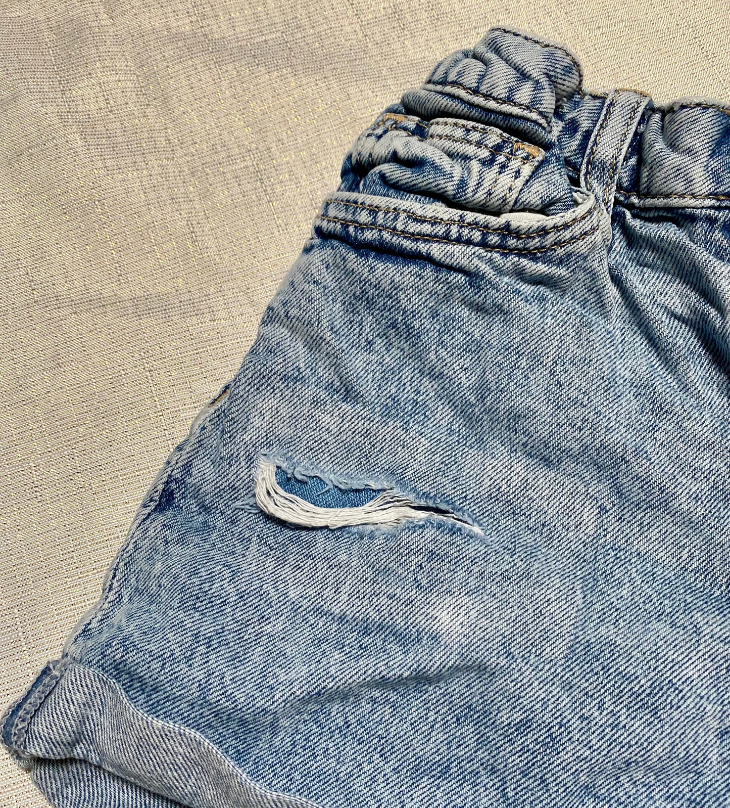 Short Large en Jean Clair Délavé - Fille 6-7 ans, H&M H&M